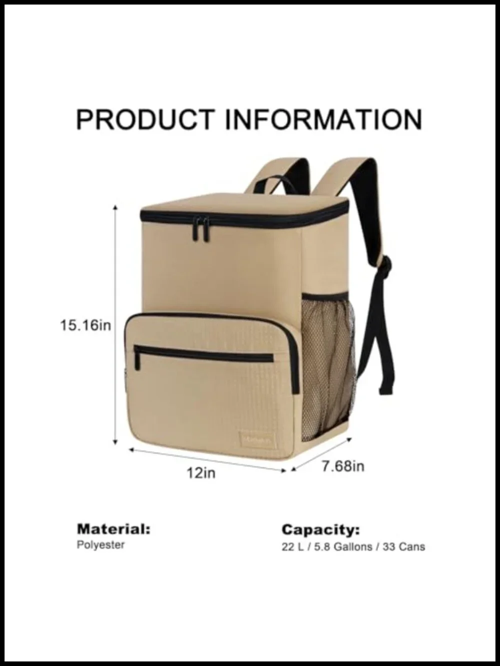 Insulated Leakproof Cooler Backpack for Hiking Camping Picnic Beach Travel, 4